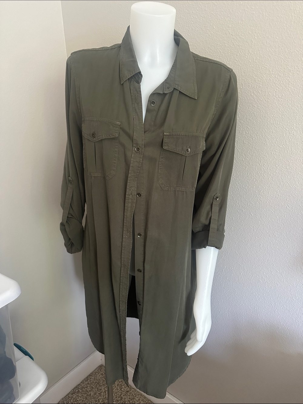 Universal Thread Olive Green Longline Utility Shirt Jacket